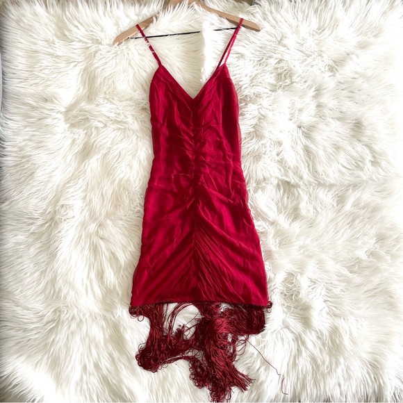 Vineet Bahl Anthropologie Red Sleeveless V-Neck Fringe Maxi Dress NWT Medium - Picture 9 of 16